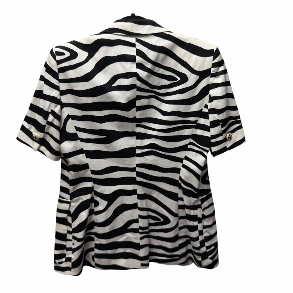 Vintage Escada Margaretha Ley Black White Zebra Print Short Sleeve Jacket US 8 - Picture 10 of 13